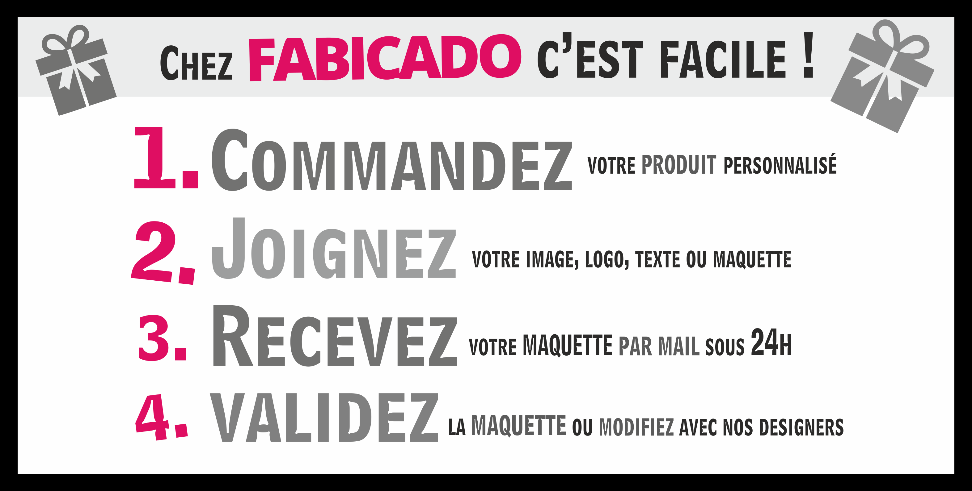 Commandez chez Fabicado en toute simplicité